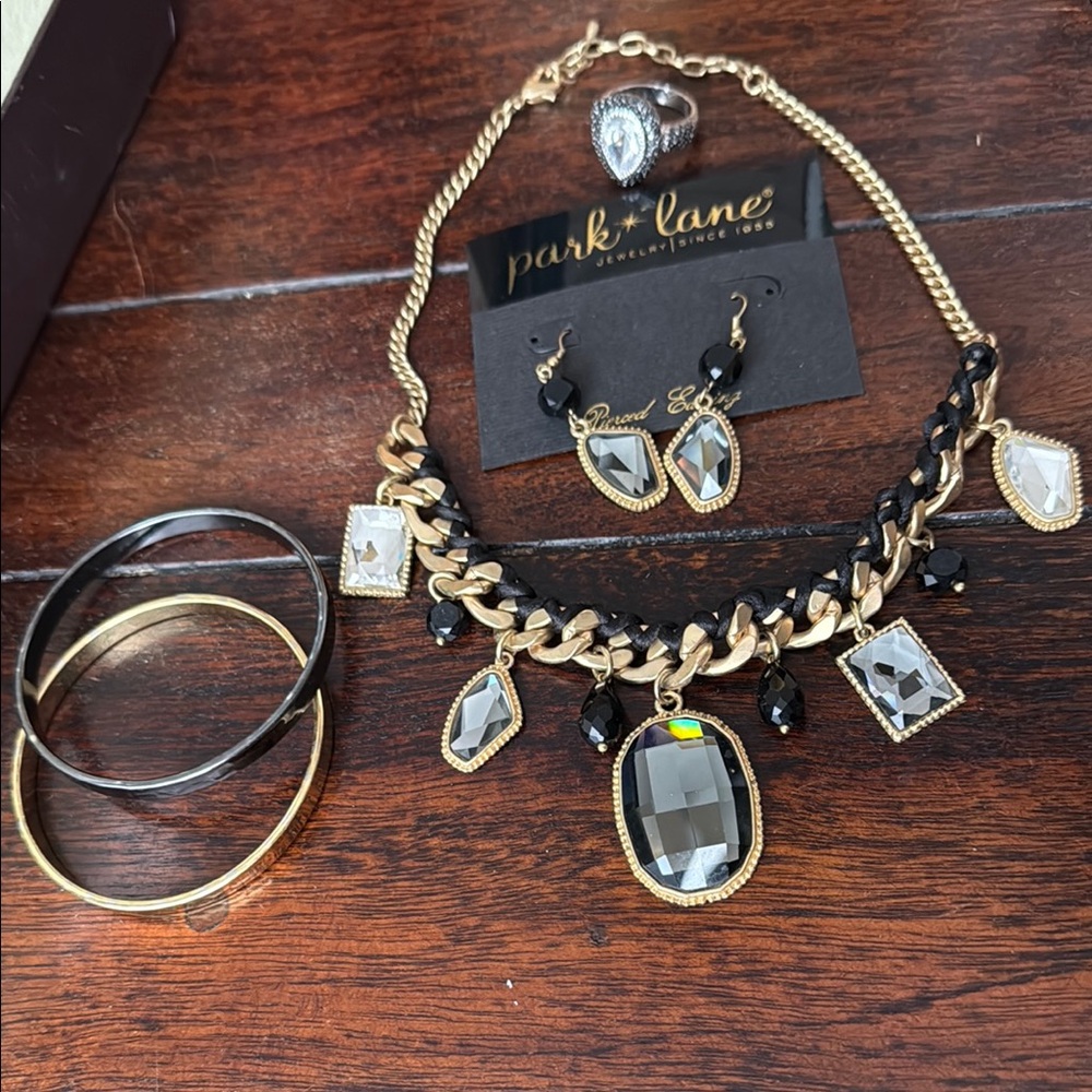 Park Lane Gold and Black Statement Necklace Set
